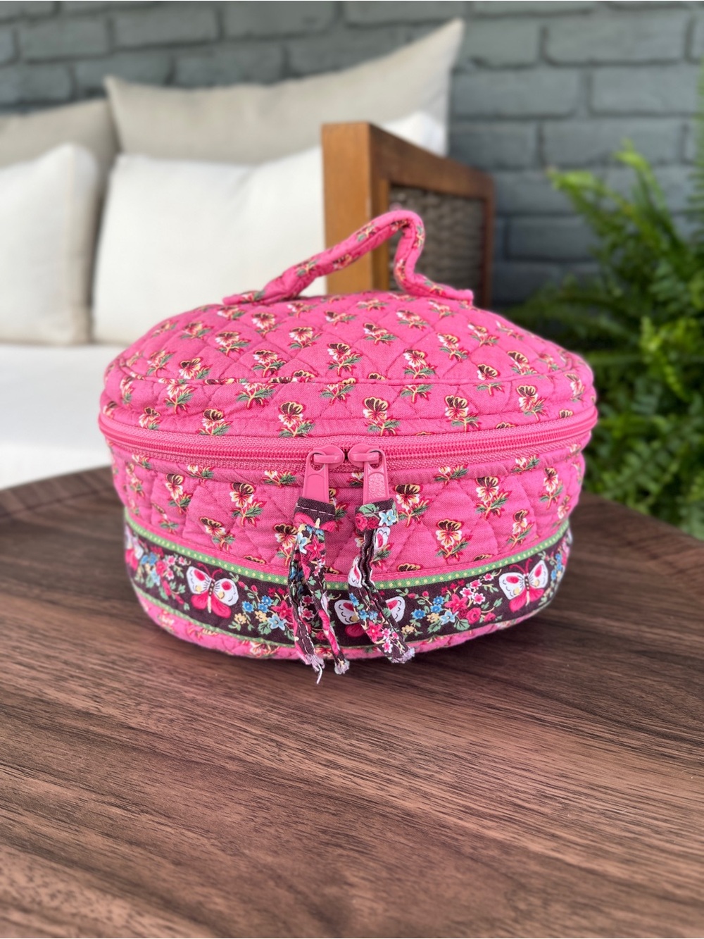 Vera Bradley Pink Pansy Cosmetic Case
